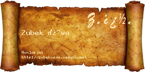 Zubek Éva névjegykártya